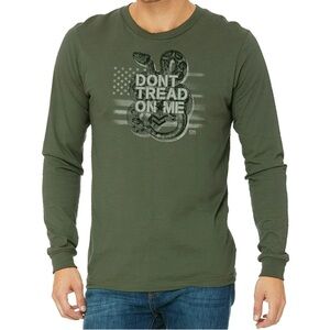 Men's 100% cotton Green Graphic Long Sleeve Shirt - don’t tread on me